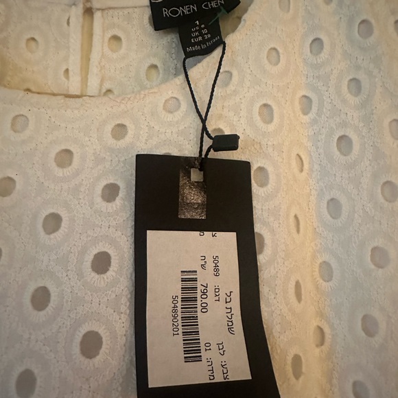 NWT RONEN CHEN ISRAELI DESIGNER WHITE EYELET TIERED DRESS UK SZ 10 = US SZ 6 - Picture 7 of 8